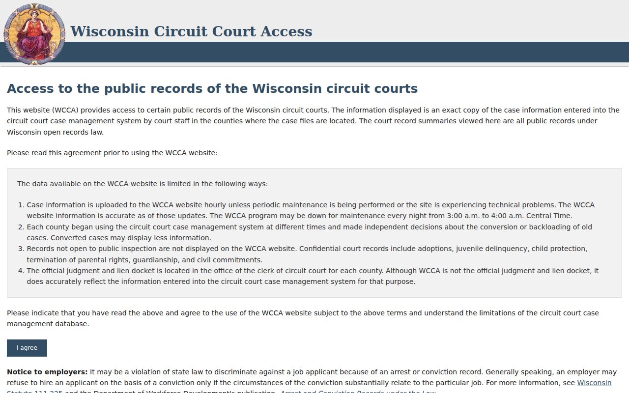 Wisconsin Circuit Court Access search for a Juneau County court date